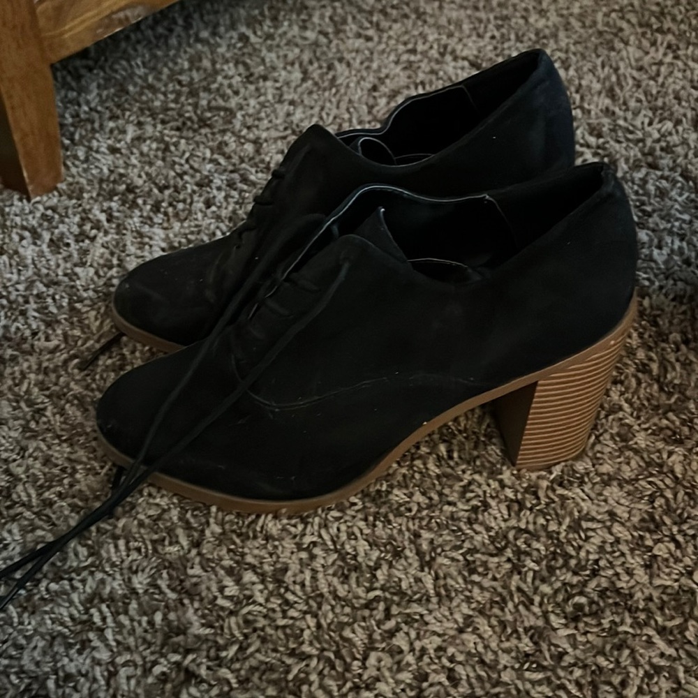 Black lace up boot heels